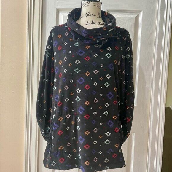 Jasmine & Ginger Sweatshirt crossover Neck Sz X-Large Velvet Kangaroo Pockets - Picture 15 of 16